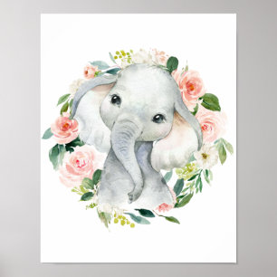 Poster Éléphanteau Fleur Femelle Mignon