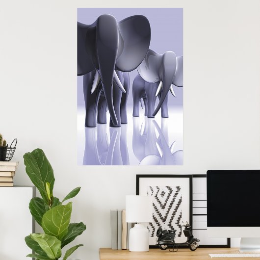 Poster Eléphants ! (Bureau à domicile)