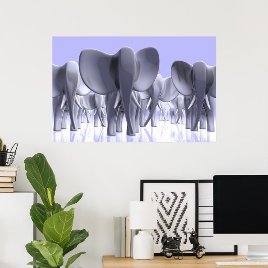 Poster Eléphants ! (Bureau à domicile)