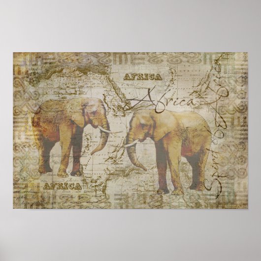 Poster Eléphants africains (Devant)