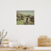 Poster Éléphants asiatiques indiens jouent à se battre (Cuisine)