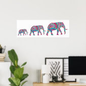 Poster Eléphants colorés (Bureau à domicile)