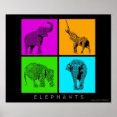 Poster Eléphants colorés (Devant)