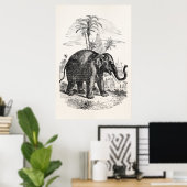 Poster Eléphants d'Asie vintage personnalisés (Bureau à domicile)