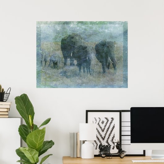 Poster Eléphants de Chalk (Bureau à domicile)