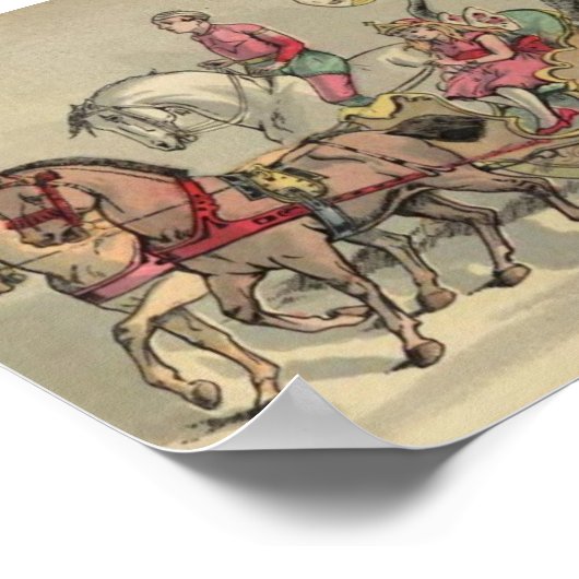 Poster Éléphants de cirque et chevaux (Coin)