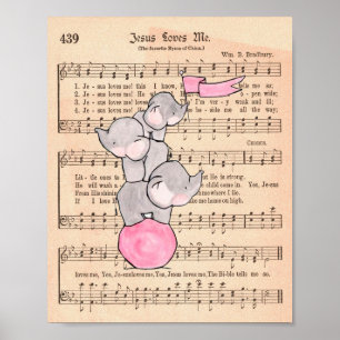 Poster Éléphants en équilibre sur une musique de ball pou