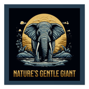 Poster Éléphants Le Géant Gentil de la Nature