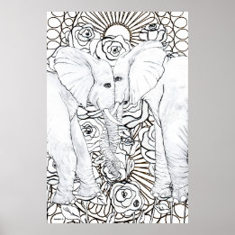 Poster Éléphants Loyaux