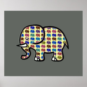 Poster éléphants mignon graphique