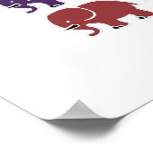 Poster éléphants motif coloré (Coin)