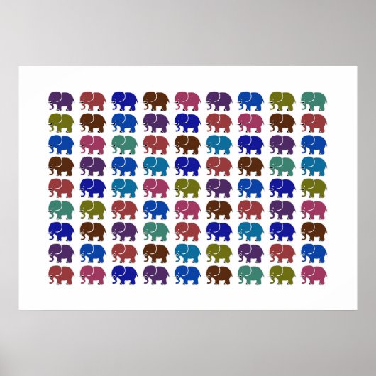 Poster éléphants motif coloré (Devant)