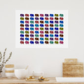 Poster éléphants motif coloré (Cuisine)