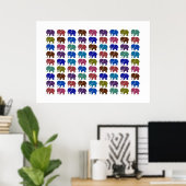 Poster éléphants motif coloré (Bureau à domicile)