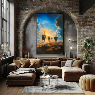 Poster Éléphants surréalistes dans un ciel mystique – Art