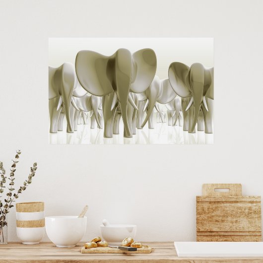 Poster Eléphants ! (version Gold) (Cuisine)