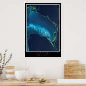 Poster Eleuthera Bahamas depuis l'espace Carte satellite (Cuisine)