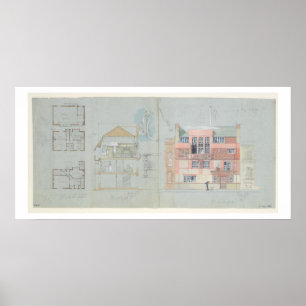 Poster Elevage avant et section pour maison et studio f