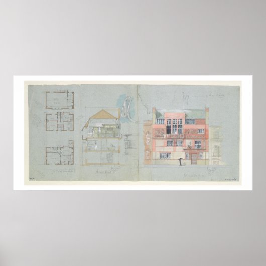 Poster Elevage avant et section pour maison et studio f (Devant)