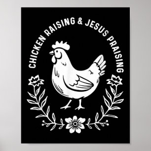 Poster Élevage De Poulet Et Jésus Louer, Christ Poulet