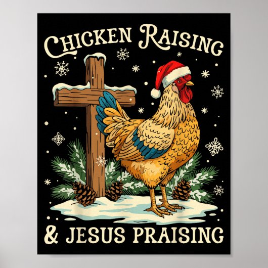 Poster Élevage de poulets et Noël louant Jésus Fai (Devant)