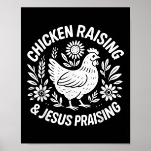 Poster Élevage de poulets Jésus Louer Funny Farm Christia