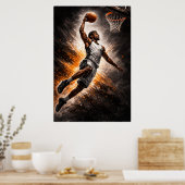 Poster Élévation Implacable – Dunk Puissant de Basket (Cuisine)