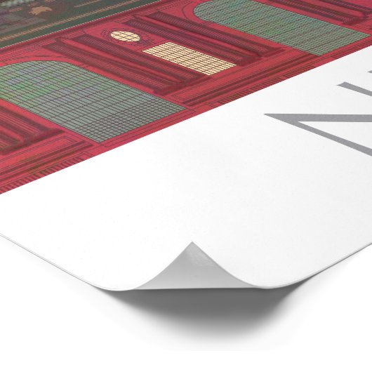 Poster Élévations de New York par nuit - Rouge (Coin)