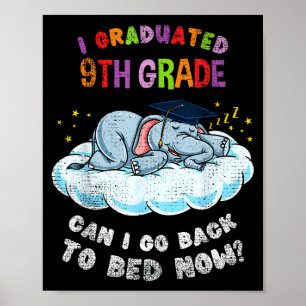 Poster Élève éléphant de 9e année diplômé drôle