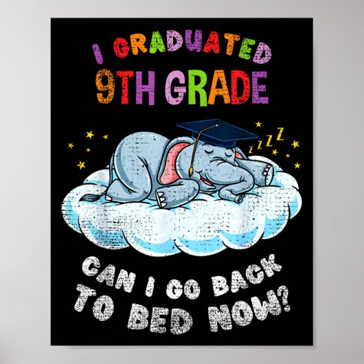Poster Élève éléphant de 9e année diplômé drôle (Devant)