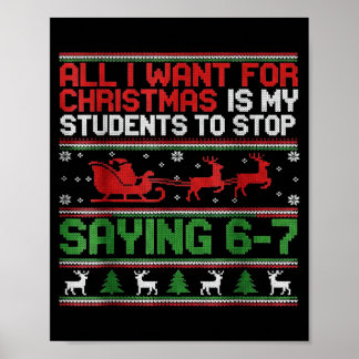 Poster élèves disant 6-7 67 Six Sept Prof drôle Noël