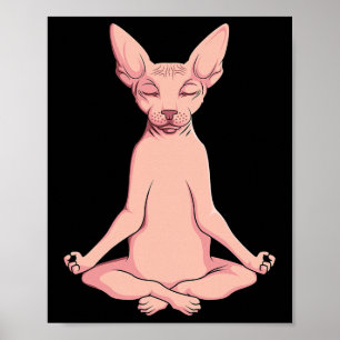 Poster Éleveur de méditation de yoga de chat Sphynx sans