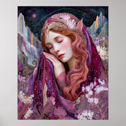 Poster Elf Queen Goddess Celestial Fantasy Wall Art Print (Devant)