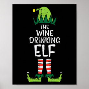 Poster Elfe buveur de vin Xmas Noël pour la famille maman