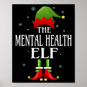 Poster Elfe de la santé mentale Noël Famille drôle assort