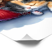 Poster Elfe de Noël couché avec Calico Kitten (Coin)