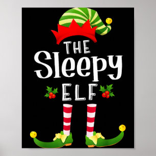 Poster Elfe de Noël endormi Pyjama assorti X-mas Party