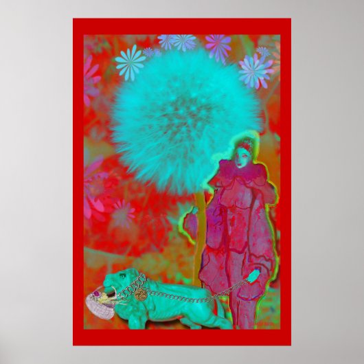 Poster elfe de pissenlit avec lion (Devant)