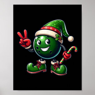 Poster Elfe de quilles de main de paix drôle de Noël Femm