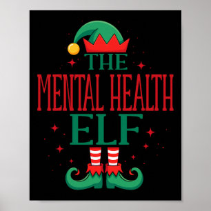 Poster Elfe drôle de santé mentale Noël Vacances pour les