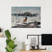 Poster Elfe du milieu de l'hiver dans la neige Imprimer (Bureau à domicile)