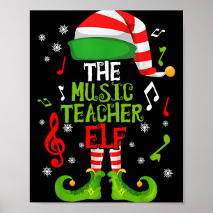 Poster Elfe Professeur de Musique Noël Famille Assortie X