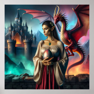 Poster Elfe tenant un oeuf de dragon