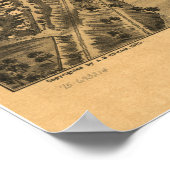 Poster Elgin Illinois 1880 Carte panoramique antique (Coin)