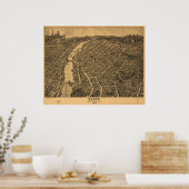 Poster Elgin Illinois 1880 Carte panoramique antique (Cuisine)