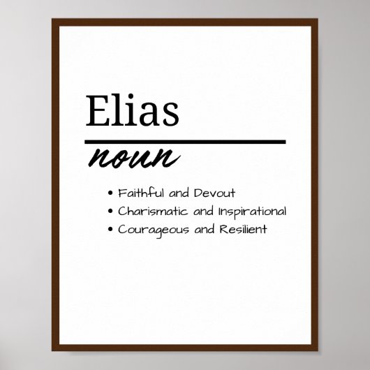 Poster Elias, Garçon Personnalisé Nom Définition (Devant)