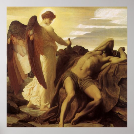 Poster Élie dans le désert par Lord Frederic Leighton (Devant)