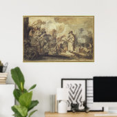 Poster Eliezer et Rebecca au puits (Bureau à domicile)