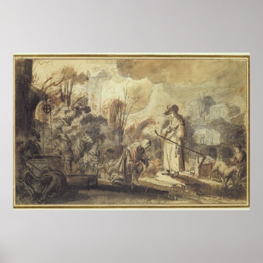 Poster Eliezer et Rebecca au puits (Devant)