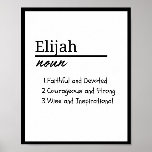Poster Elijah, Garçon Nom Personnalisé Définition (Devant)